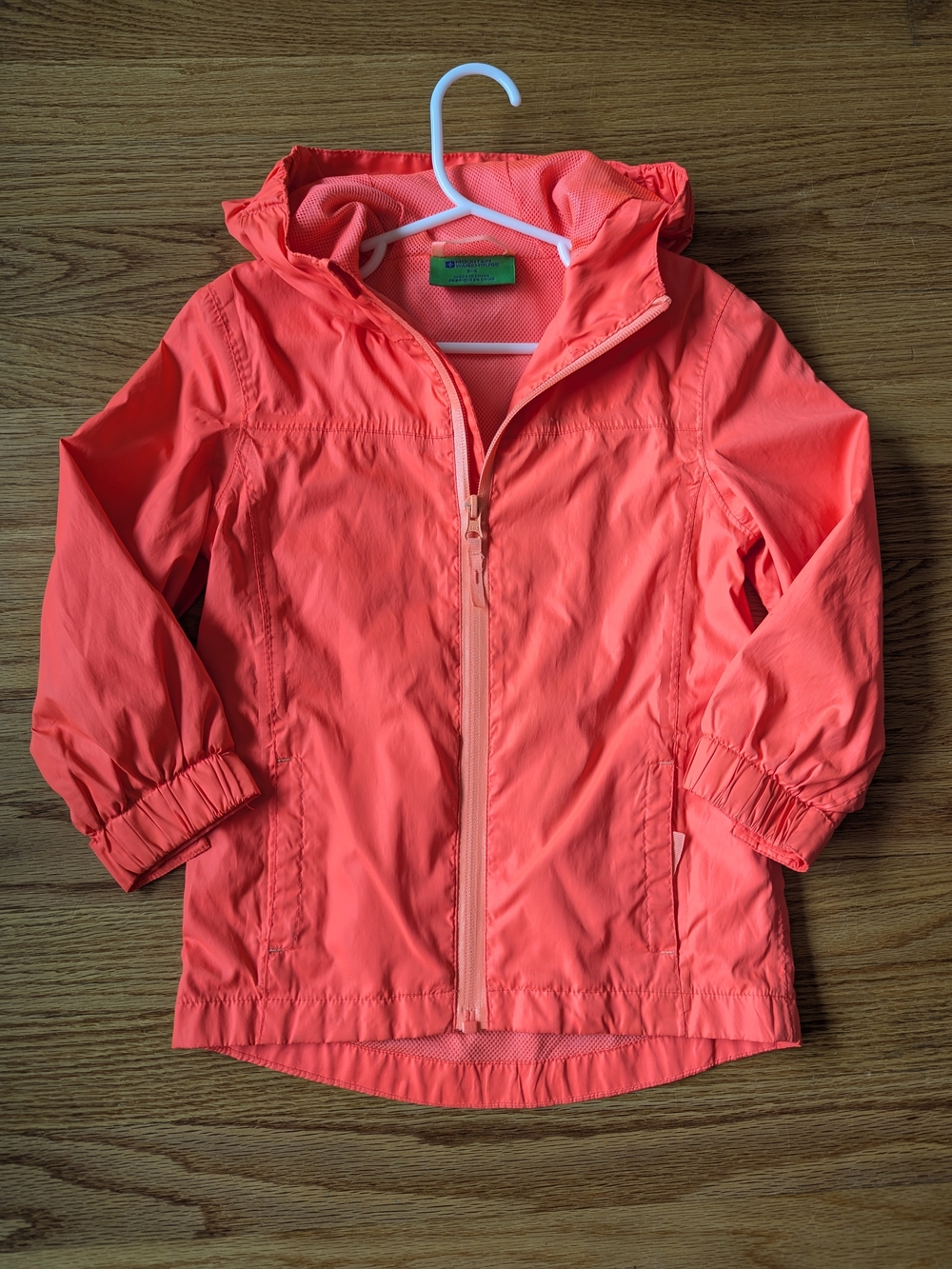 Kids Neon Coral Lightweight Hooded Jacket, Girls 3-4 Years